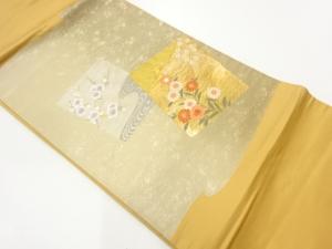 色紙に花模様織出し名古屋帯